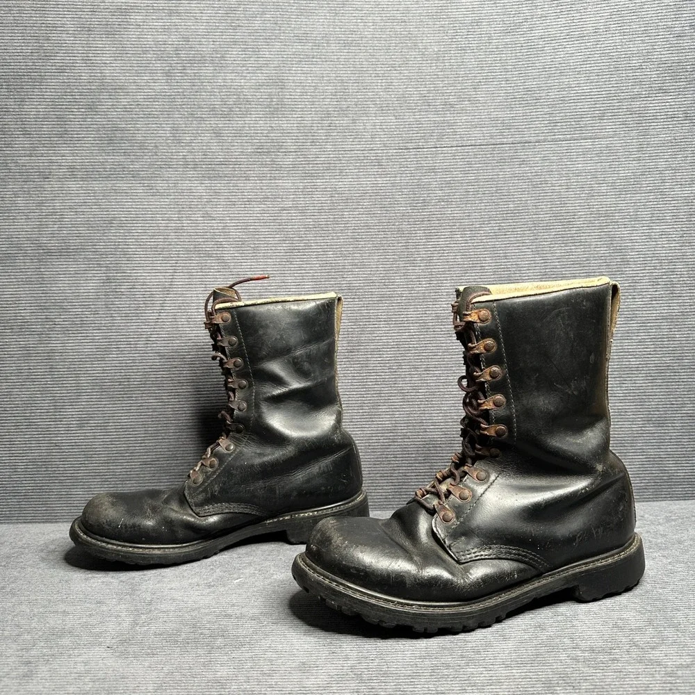 Vintage‎ Echt Leder German Leather Combat Boots Black Military Lug Sole 9.5